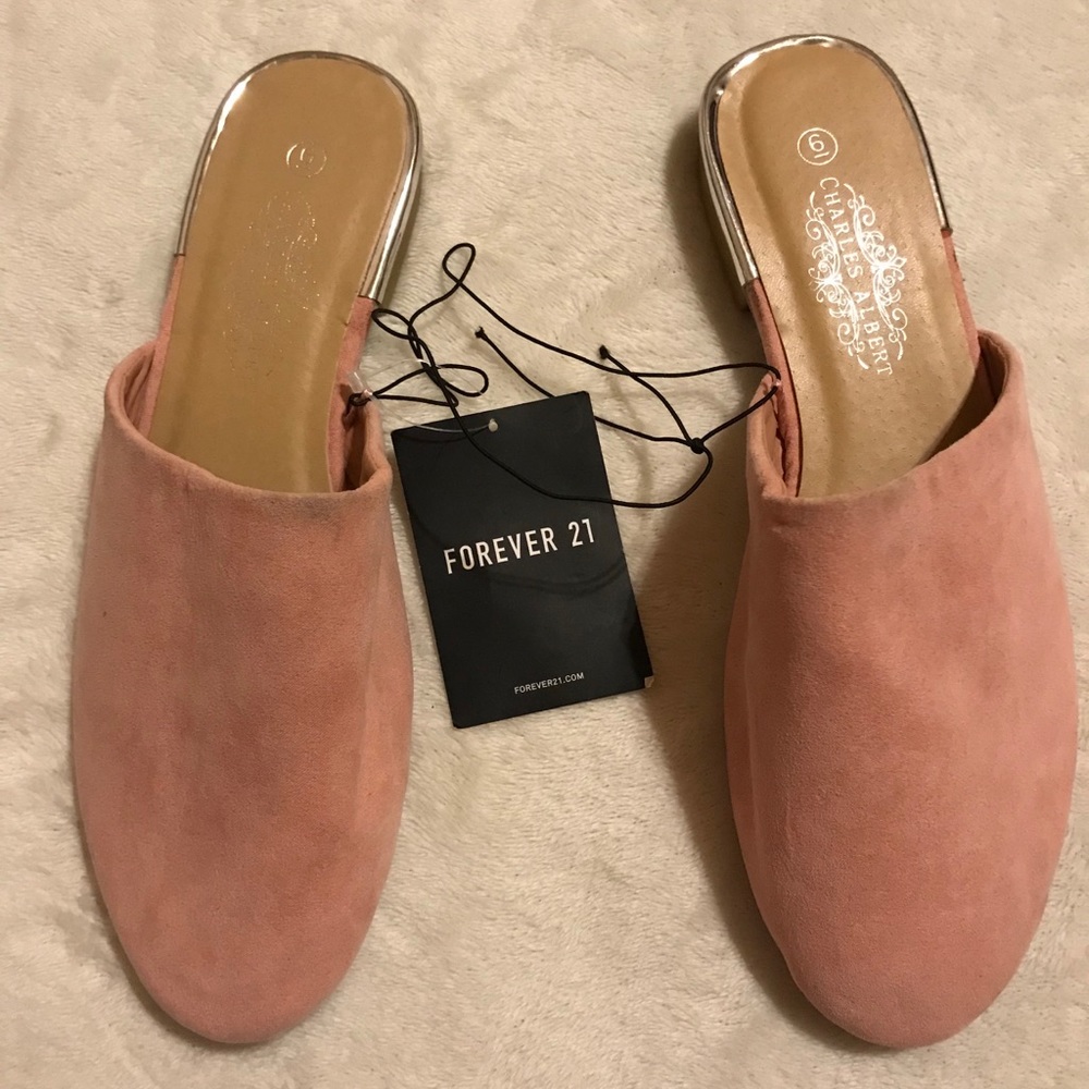 Pink suede flats